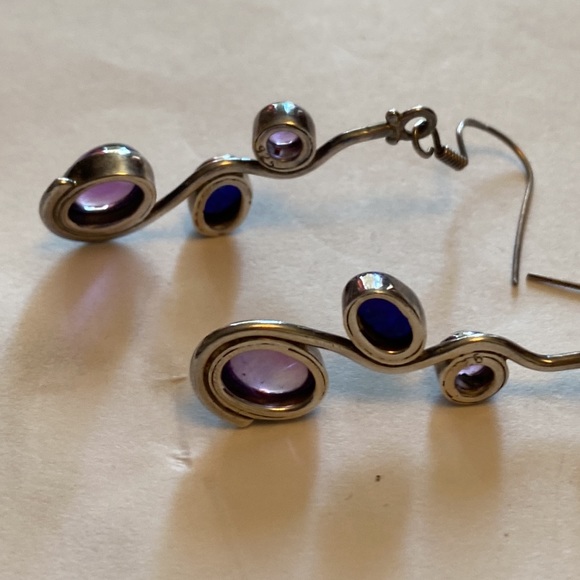 🌴Artisan made sterling silver amethyst opal earrings - Picture 8 of 9